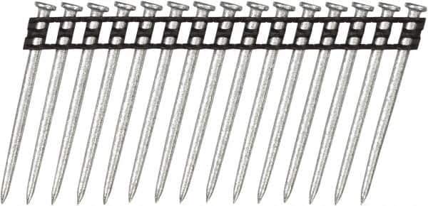 DeWALT - 10 Gauge 0.137" Shank Diam 2-1/4" Long Concrete Nails for Power Nailers - Steel, Zinc Finish, Smooth Shank, Angled Stick Plastic Collation, Round Head - Eagle Tool & Supply