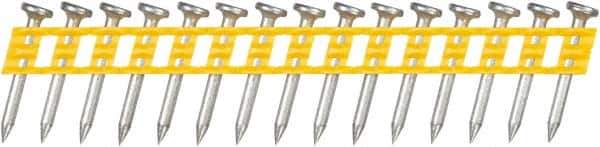 DeWALT - 13 Gauge 0.102" Shank Diam 1" Long Concrete Nails for Power Nailers - Steel, Zinc Finish, Smooth Shank, Angled Stick Plastic Collation, Round Head - Eagle Tool & Supply