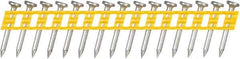 DeWALT - 13 Gauge 0.102" Shank Diam 1" Long Concrete Nails for Power Nailers - Steel, Zinc Finish, Smooth Shank, Angled Stick Plastic Collation, Round Head - Eagle Tool & Supply