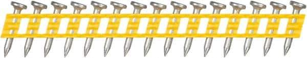 DeWALT - 13 Gauge 0.102" Shank Diam 3/4" Long Concrete Nails for Power Nailers - Steel, Zinc Finish, Smooth Shank, Angled Stick Plastic Collation, Round Head - Eagle Tool & Supply