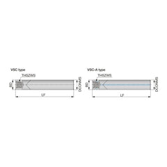 Replaceable Tip Milling Shank: Series VSC, 1/2″ Straight Shank S08 Neck Thread, 0.5″ Neck Dia, Solid Carbide