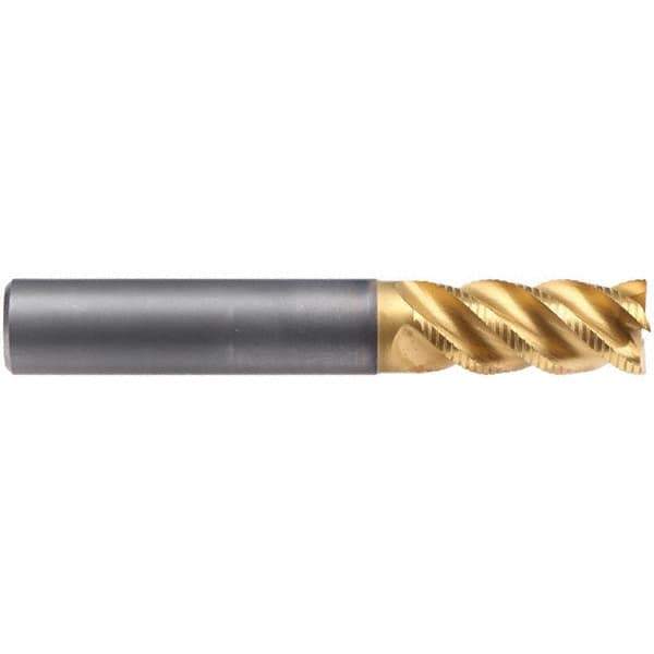 Emuge - 6mm Diam, 13mm LOC, 4 Flute Solid Carbide Roughing & Finishing End Mill - TiN/TiAlN Finish, 57mm OAL, 6mm Shank Diam, Cylindrical Shank, 45° Helix, Long Length - Eagle Tool & Supply