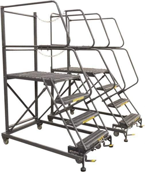 Ballymore - 96" 6 Step Single Entry Work Platform - Rolling Work Platform, 800 Lb Capacity, 60" Platform Height, 33" Base Width x 95" Base Depth, Grip Strut - Eagle Tool & Supply