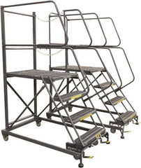 Ballymore - 86" 5 Step Single Entry Work Platform - Rolling Work Platform, 800 Lb Capacity, 50" Platform Height, 38" Base Width x 89" Base Depth, Grip Strut - Eagle Tool & Supply
