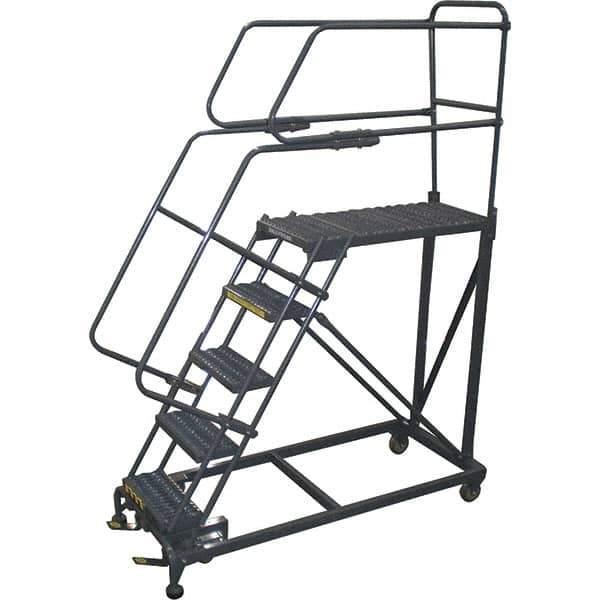 Ballymore - 86" 5 Step Single Entry Work Platform - Rolling Work Platform, 800 Lb Capacity, 50" Platform Height, 33" Base Width x 65" Base Depth, Grip Strut - Eagle Tool & Supply
