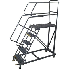 Ballymore - 86" 5 Step Single Entry Work Platform - Rolling Work Platform, 800 Lb Capacity, 50" Platform Height, 33" Base Width x 65" Base Depth, Grip Strut - Eagle Tool & Supply