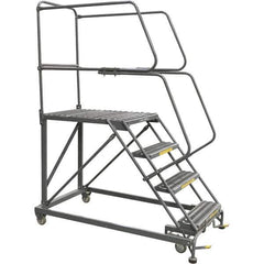 Ballymore - 76" 4 Step Single Entry Work Platform - Rolling Work Platform, 800 Lb Capacity, 40" Platform Height, 33" Base Width x 59" Base Depth, Grip Strut - Eagle Tool & Supply