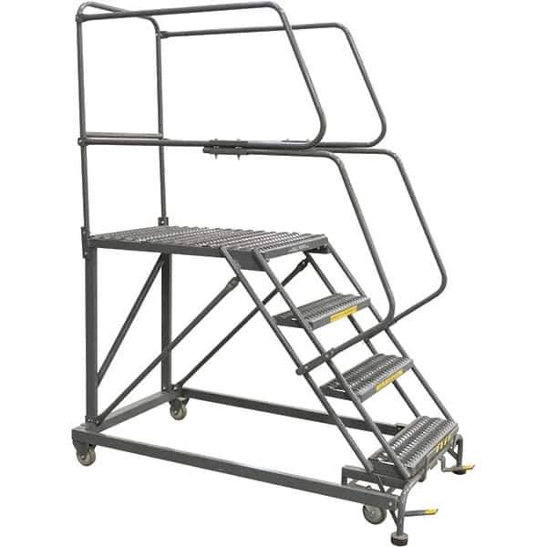 Ballymore - 76" 4 Step Single Entry Work Platform - Rolling Work Platform, 800 Lb Capacity, 40" Platform Height, 33" Base Width x 83" Base Depth, Grip Strut - Eagle Tool & Supply