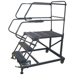 Ballymore - 66" 3 Step Single Entry Work Platform - Rolling Work Platform, 800 Lb Capacity, 30" Platform Height, 33" Base Width x 77" Base Depth, Grip Strut - Eagle Tool & Supply