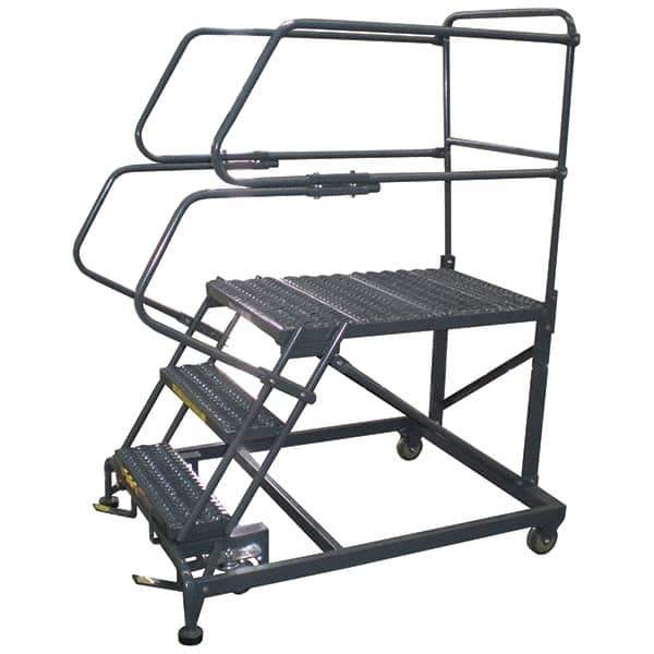 Ballymore - 66" 3 Step Single Entry Work Platform - Rolling Work Platform, 800 Lb Capacity, 30" Platform Height, 38" Base Width x 89" Base Depth, Grip Strut - Eagle Tool & Supply