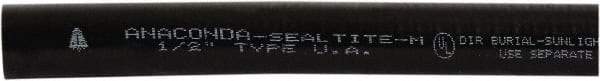 Anaconda Sealtite - 1/2" Trade Size, 100' Long, Flexible Liquidtight Conduit - Galvanized Steel & PVC, 12.7mm ID, Black - Eagle Tool & Supply