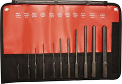 Mayhew - 11 Piece, 1.5 to 12mm, Pilot & Pin Punch Set - Hex Shank, Steel, Comes in Kit Bag - Eagle Tool & Supply