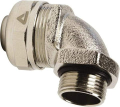 Anaconda Sealtite - 25mm Trade, Nickel Plated Brass Threaded 90° Liquidtight Conduit Connector - Partially Insulated - Eagle Tool & Supply