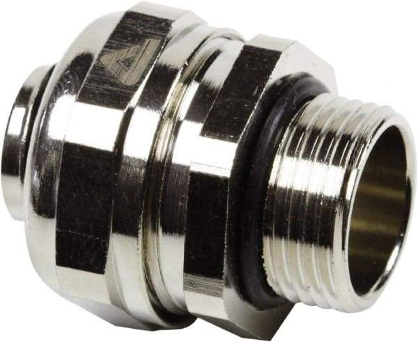 Anaconda Sealtite - 16mm Trade, Nickel Plated Brass Threaded Straight Liquidtight Conduit Connector - Partially Insulated - Eagle Tool & Supply