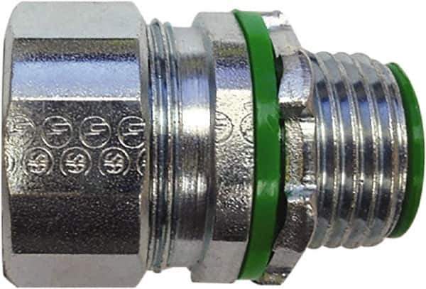 Anaconda Sealtite - 3" Trade, Zinc Plated Steel Threaded Straight Liquidtight Conduit Connector - Insulated - Eagle Tool & Supply