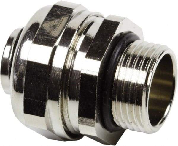 Anaconda Sealtite - 1-1/4" Trade, Nickel Plated Brass Threaded Straight Liquidtight Conduit Connector - Partially Insulated - Eagle Tool & Supply