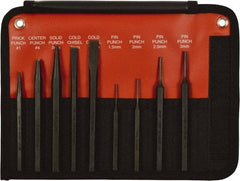 Mayhew - 9 Piece, 9/32 to 5/32", Pin Punch Set - Hex Shank, Steel, Comes in Kit Bag - Eagle Tool & Supply