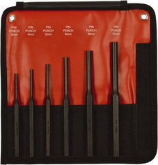 Mayhew - 6 Piece, 3 to 10mm, Pin Punch Set - Hex Shank, Steel, Comes in Kit Bag - Eagle Tool & Supply