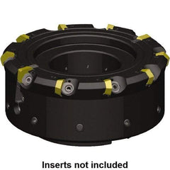 Kennametal - 8 Inserts, 100mm Cutter Diam, 1.09mm Max Depth of Cut, Indexable High-Feed Face Mill - 32mm Arbor Hole Diam, 49.97mm High, KCFM Toolholder, HDHN07008SR, SDHN1204ZZSN4W Inserts, Series KCFM - Eagle Tool & Supply