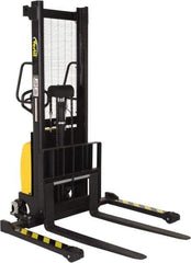 Vestil - 2,000 Lb Capacity, 63" Lift Height, Battery Powered Stacker - 2-1/8" Lowered Height, 42" Fork Length, 26-3/4" Overall Width - Eagle Tool & Supply