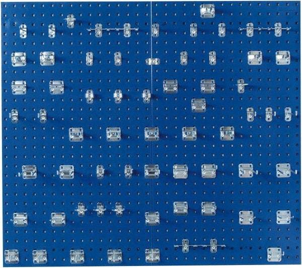 Triton - 24" Wide x 42-1/2" High Peg Board Kit - 2 Panels, 63 Hooks, Steel with Epoxy Coating, Blue - Eagle Tool & Supply