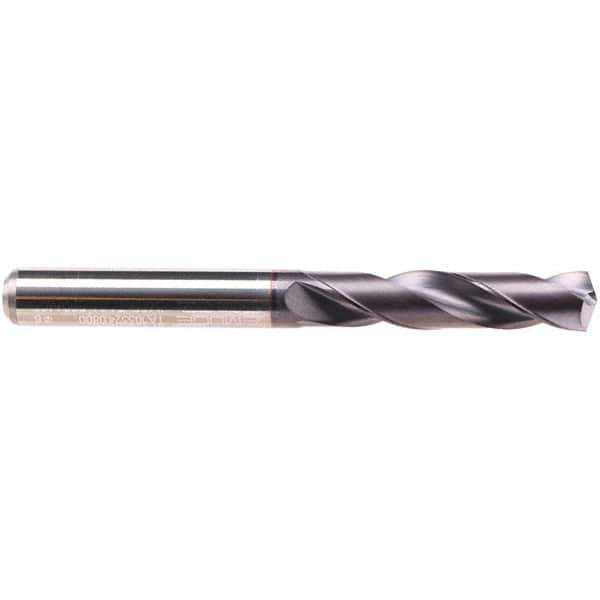 Emuge - 10.4mm 140° Spiral Flute Solid Carbide Screw Machine Drill Bit - TiAlN Finish, Right Hand Cut, 55mm Flute Length, 102mm OAL, Four Facet Point, Straight Shank - Eagle Tool & Supply