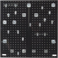Triton - 18" Wide x 36" High Peg Board Kit - 2 Panels, 28 Hooks, Steel with Epoxy Coating, Black - Eagle Tool & Supply
