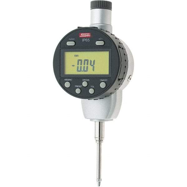 SPI - 0 to 1" Range, 0.0005" Graduation, Electronic Drop Inidicator - Flat & Lug Back, 0.0012" Accuracy, Digital Display, Inch & Metric - Eagle Tool & Supply