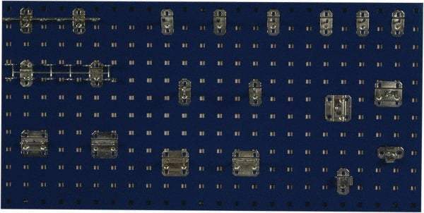 Triton - 18" Wide x 36" High Peg Board Kit - 1 Panel, 18 Hooks, Steel with Epoxy Coating, Blue - Eagle Tool & Supply
