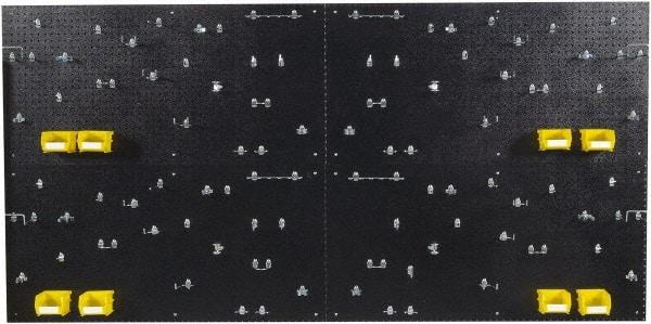 Triton - 24" Wide x 48" High Peg Board Kit - 4 Panels, 96 Hooks, Polyethylene, Black - Eagle Tool & Supply