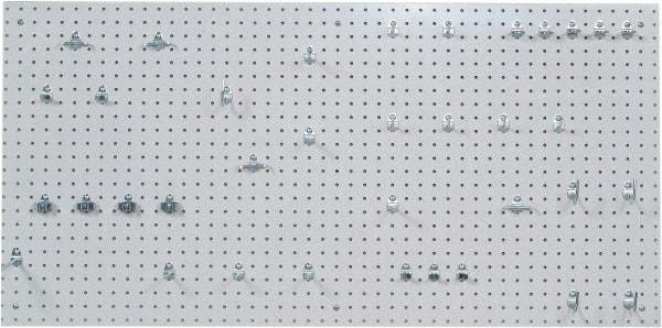 Triton - 24" Wide x 48" High Peg Board Kit - 1 Panel, 36 Hooks, Polypropylene, White - Eagle Tool & Supply