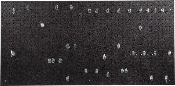 Triton - 24" Wide x 48" High Peg Board Kit - 1 Panel, 36 Hooks, Polyethylene, Black - Eagle Tool & Supply