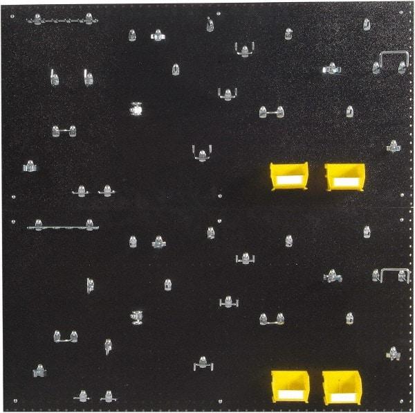 Triton - 24" Wide x 48" High Peg Board Kit - 2 Panels, 48 Hooks, Polyethylene, Black - Eagle Tool & Supply