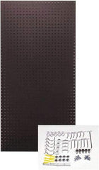 Triton - 24" Wide x 48" High Peg Board Kit - 1 Panel, 36 Hooks, Tempered Hardboard, Black - Eagle Tool & Supply