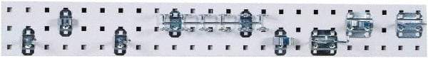 Triton - 4-1/2" Wide x 36" High Peg Board Strip - 1 Panel, 8 Hooks, Steel with Epoxy Coating, White - Eagle Tool & Supply