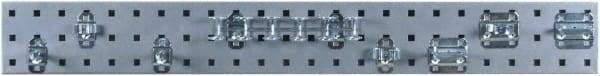 Triton - 4-1/2" Wide x 36" High Peg Board Strip - 1 Panel, 8 Hooks, Steel with Epoxy Coating, Silver - Eagle Tool & Supply