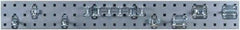 Triton - 4-1/2" Wide x 36" High Peg Board Strip - 1 Panel, 8 Hooks, Steel with Epoxy Coating, Silver - Eagle Tool & Supply
