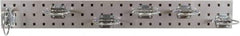 Triton - 4-1/2" Wide x 36" High Peg Board Strip - 1 Panel, 6 Hooks, Steel with Epoxy Coating, Silver - Eagle Tool & Supply