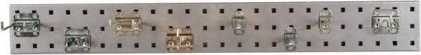 Triton - 4-1/2" Wide x 36" High Peg Board Strip - 1 Panel, 8 Hooks, Steel with Epoxy Coating, Silver - Eagle Tool & Supply
