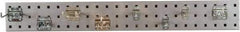 Triton - 4-1/2" Wide x 36" High Peg Board Strip - 1 Panel, 8 Hooks, Steel with Epoxy Coating, Silver - Eagle Tool & Supply