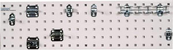 Triton - 9" Wide x 31-1/2" High Peg Board Strip - 1 Panel, 8 Hooks, Steel with Epoxy Coating, White - Eagle Tool & Supply
