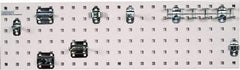 Triton - 9" Wide x 31-1/2" High Peg Board Strip - 1 Panel, 8 Hooks, Steel with Epoxy Coating, White - Eagle Tool & Supply