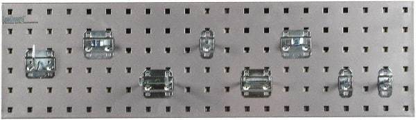 Triton - 9" Wide x 21-1/2" High Peg Board Strip - 1 Panel, 8 Hooks, Steel with Epoxy Coating, Silver - Eagle Tool & Supply
