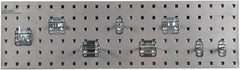 Triton - 9" Wide x 21-1/2" High Peg Board Strip - 1 Panel, 8 Hooks, Steel with Epoxy Coating, Silver - Eagle Tool & Supply