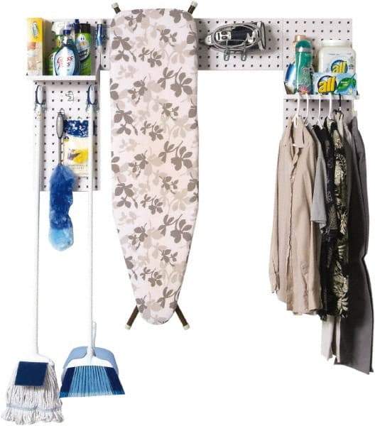 Triton - 30" Wide x 55" High Peg Board Strip - 3 Panels, 9 Hooks, Steel with Epoxy Coating, White - Eagle Tool & Supply