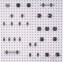Triton - 18" Wide x 36" High Peg Board Kit - 2 Panels, 28 Hooks, Steel with Epoxy Coating, White - Eagle Tool & Supply