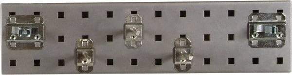 Triton - 4-1/2" Wide x 18" High Peg Board Strip - 1 Panel, 5 Hooks, Steel with Epoxy Coating, Silver - Eagle Tool & Supply