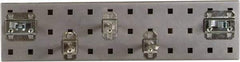 Triton - 4-1/2" Wide x 18" High Peg Board Strip - 1 Panel, 5 Hooks, Steel with Epoxy Coating, Silver - Eagle Tool & Supply