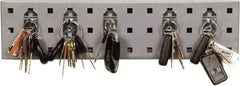 Triton - 4-1/2" Wide x 18" High Peg Board Strip - 1 Panel, 5 Hooks, Steel with Epoxy Coating, Silver - Eagle Tool & Supply