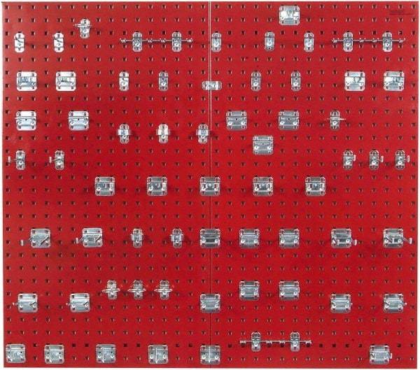 Triton - 24" Wide x 42-1/2" High Peg Board Kit - 2 Panels, 63 Hooks, Steel with Epoxy Coating, Red - Eagle Tool & Supply